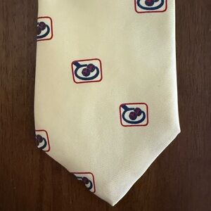 Vintage Rooster Brand Necktie 100% Silk Hand Printed Italy Yellow in Pan Pattern
